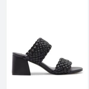 Steve Madden Daphnee Black slide heel Braided Chunky Sandal Boho Beach 9